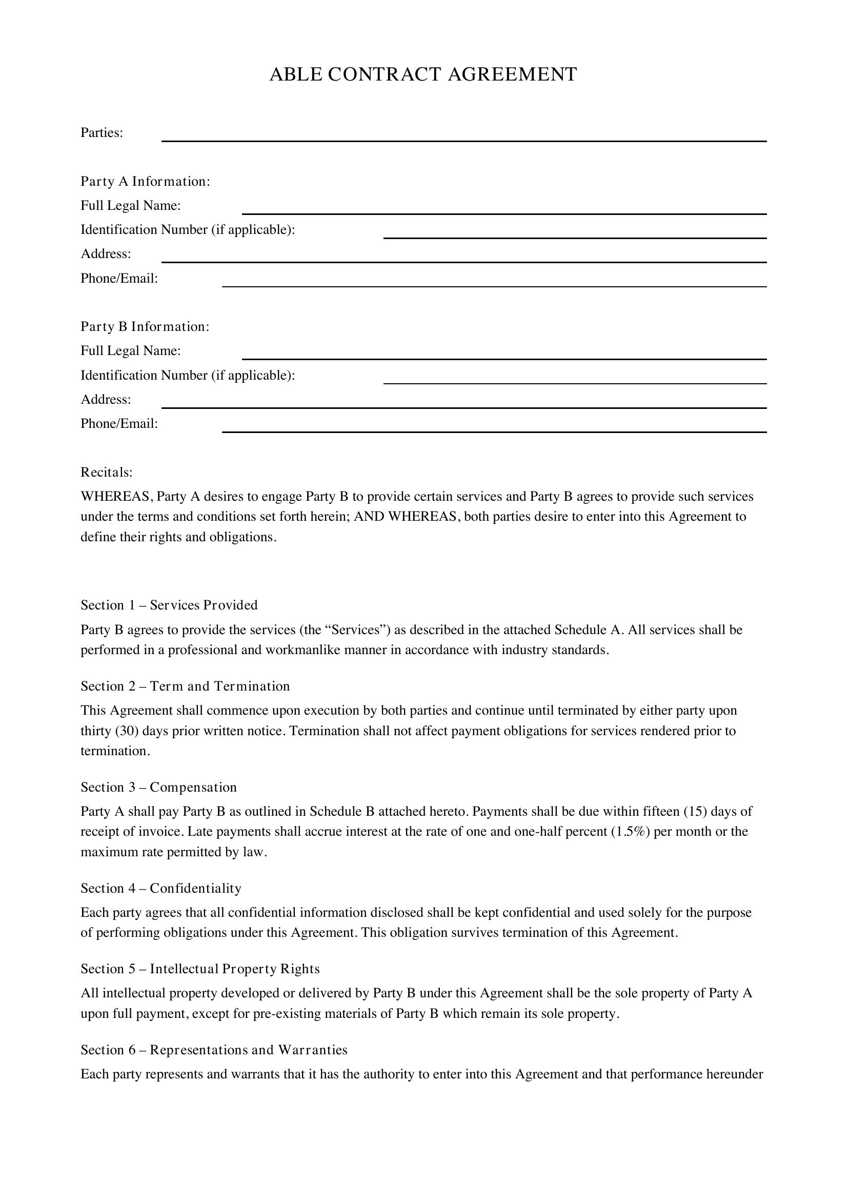 Able Contract Template - US