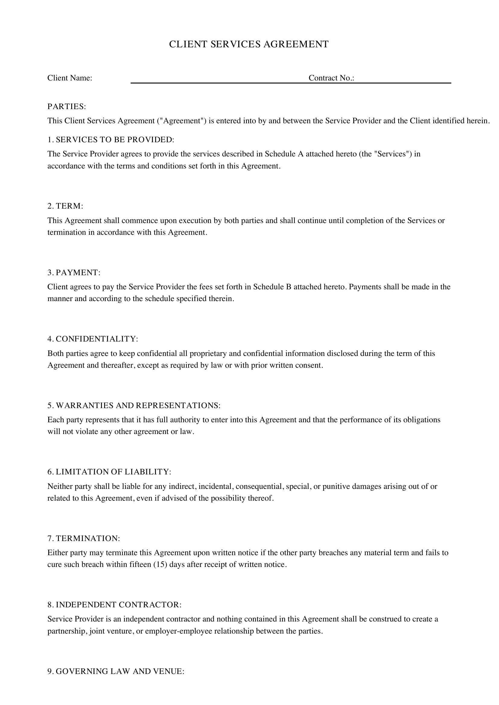 Client Contract Template - US