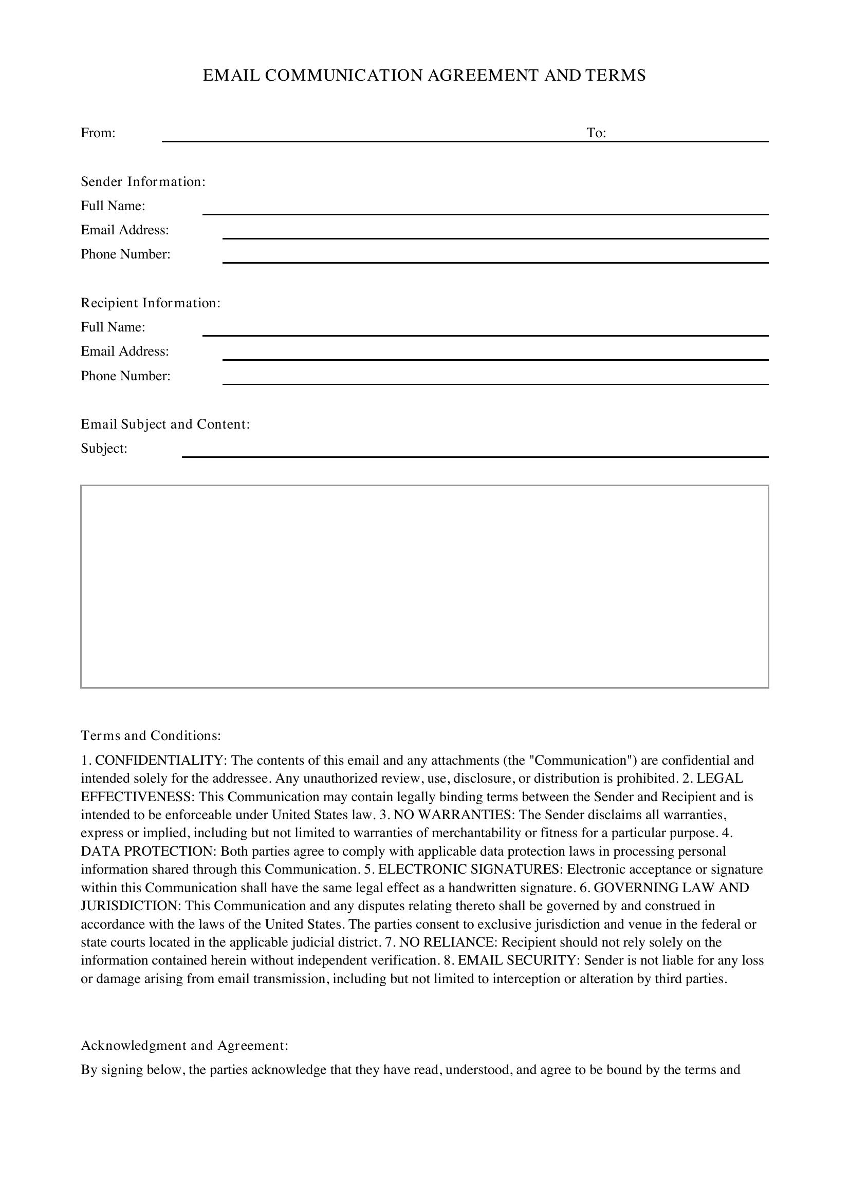 Contract Email Template - US