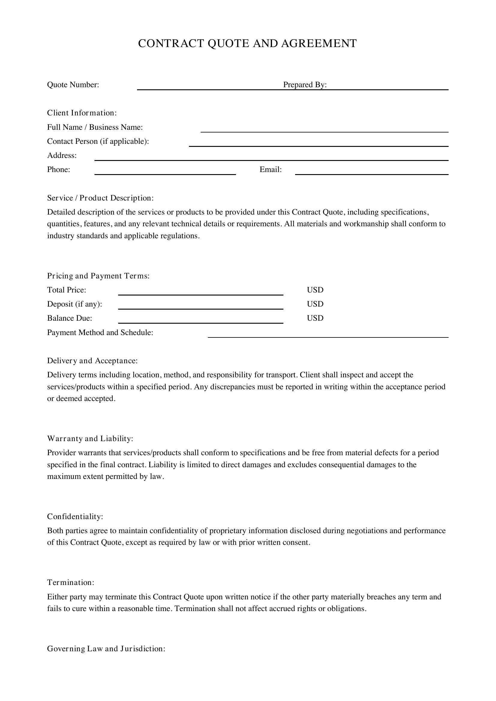 Contract Quote Template - US