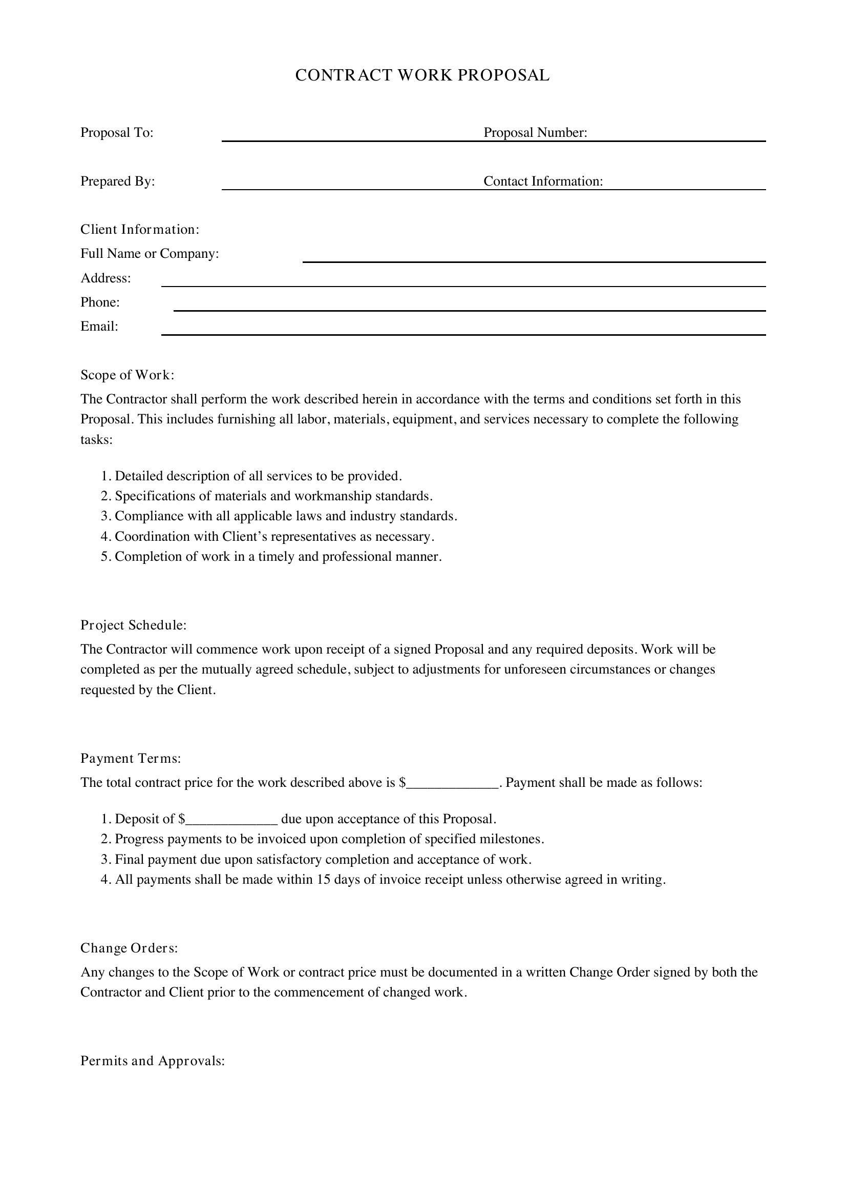 Contract Work Proposal Template - US