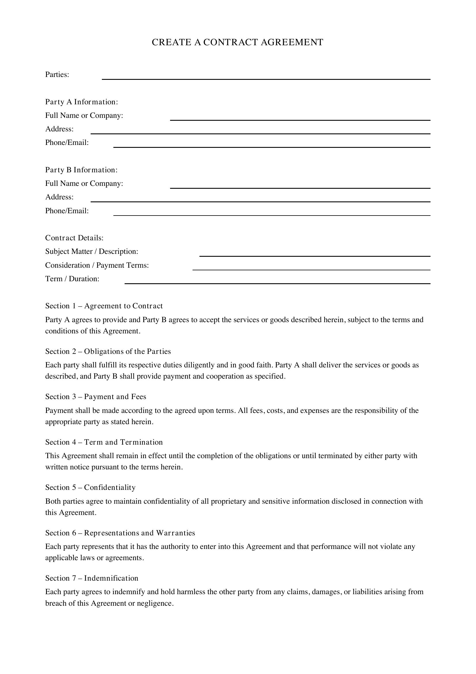Create A Contract Template - US