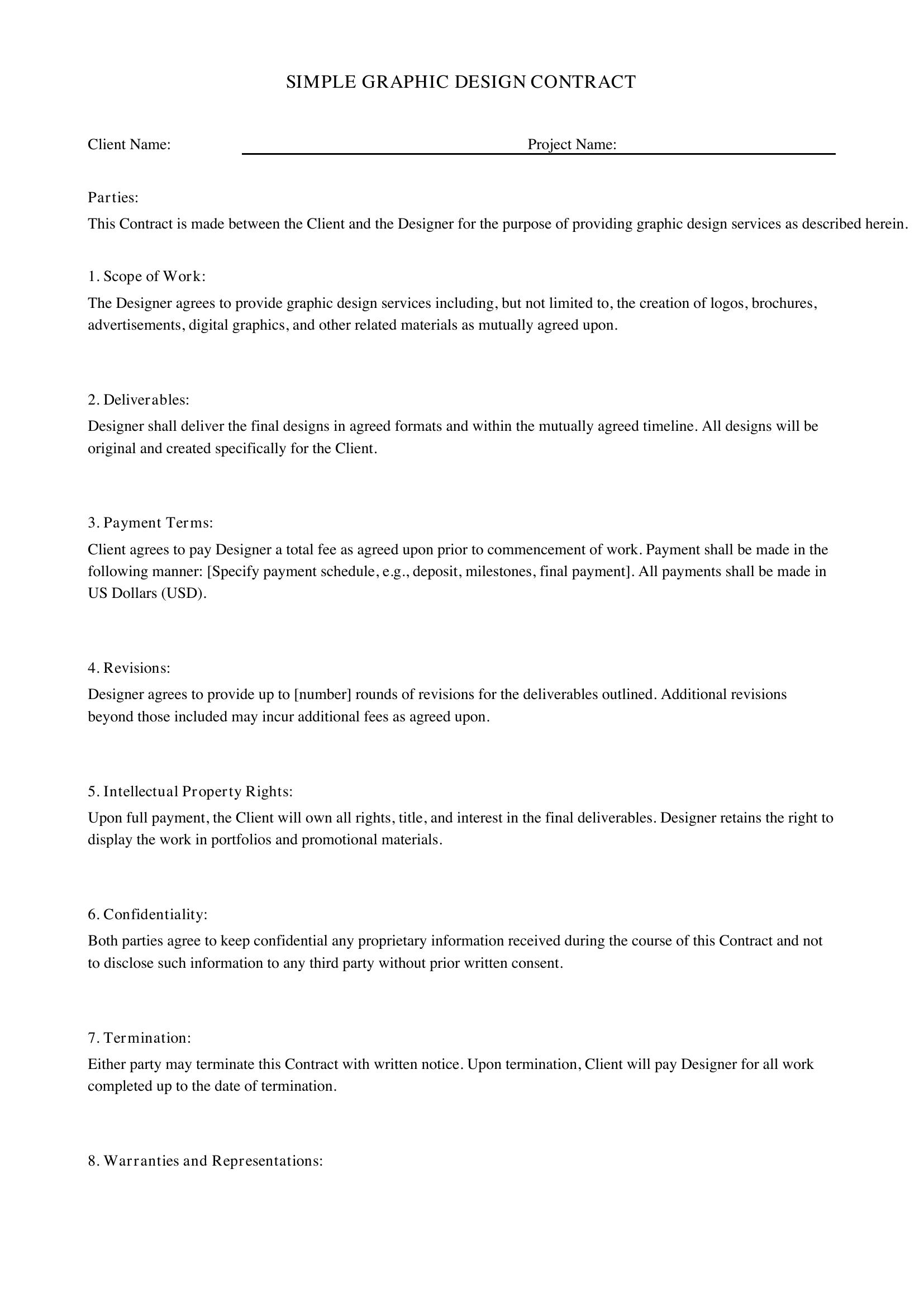 Simple Graphic Design Contract Template - US