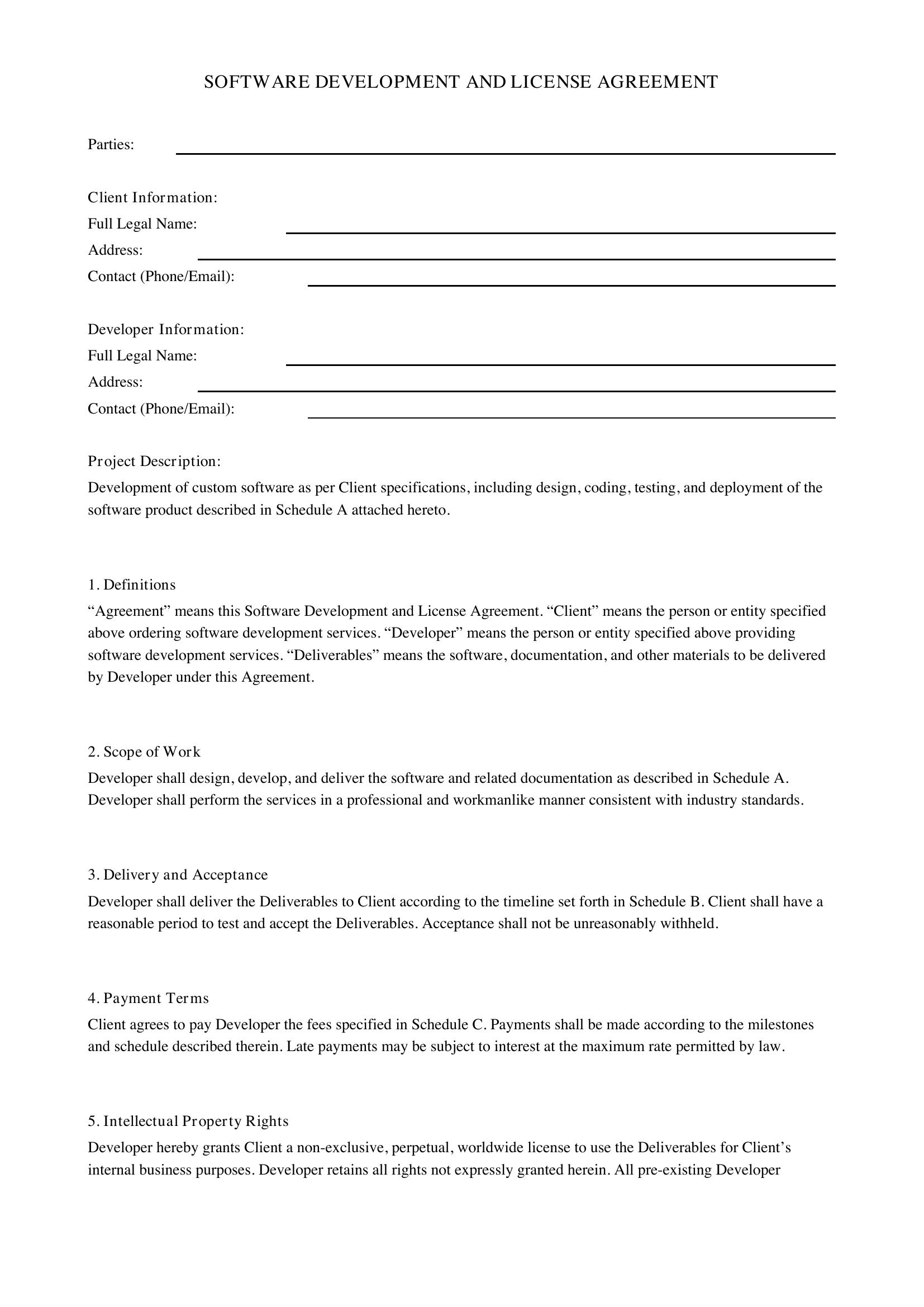 Software Contract Template - US