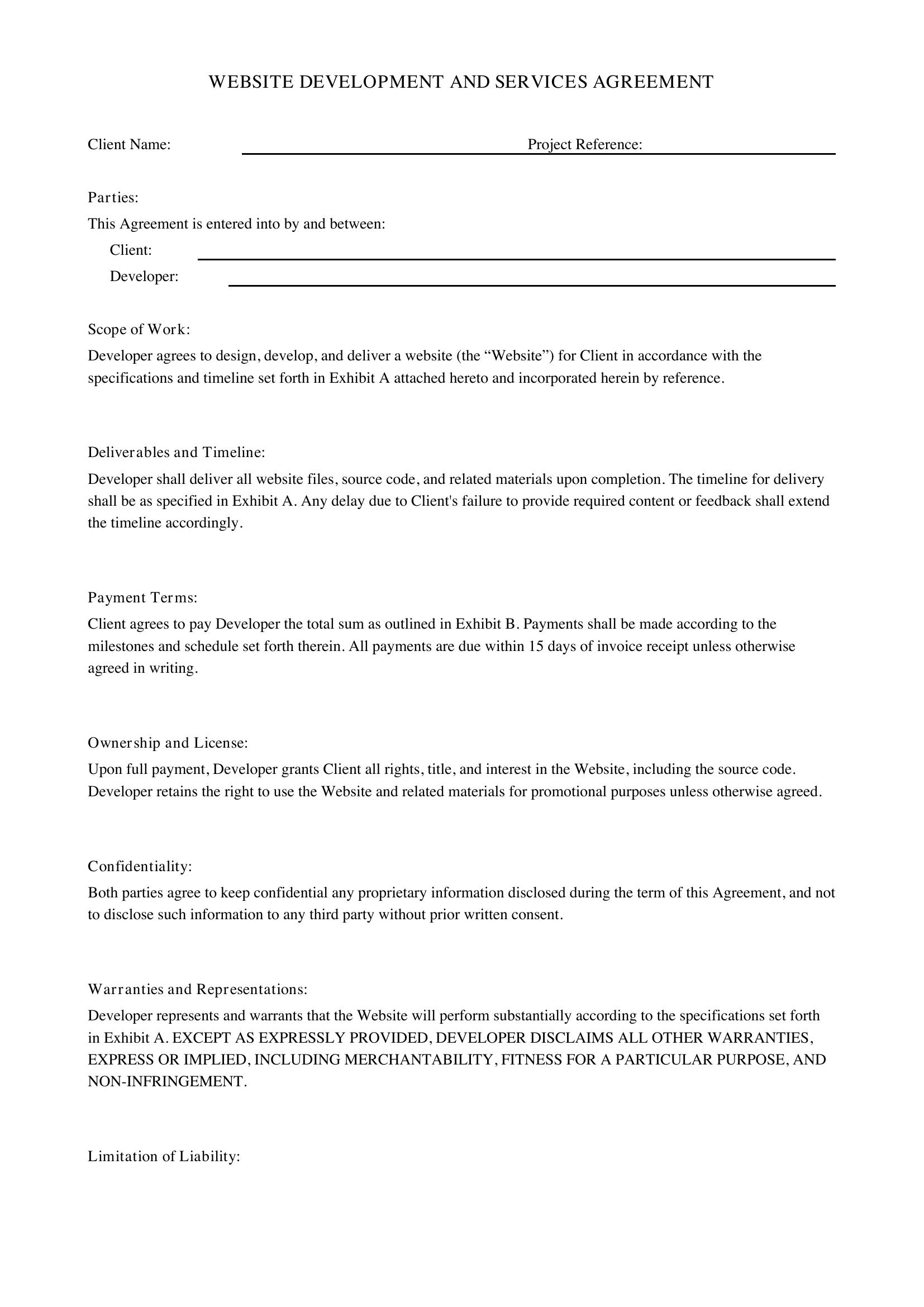 Website Contract Template - US
